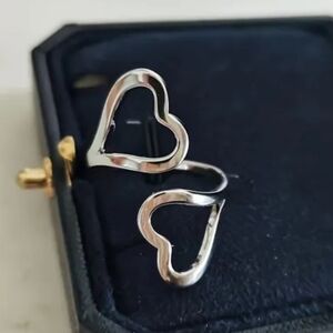 Beautiful New Silver Stainless Steel Adjustable Heart Ring